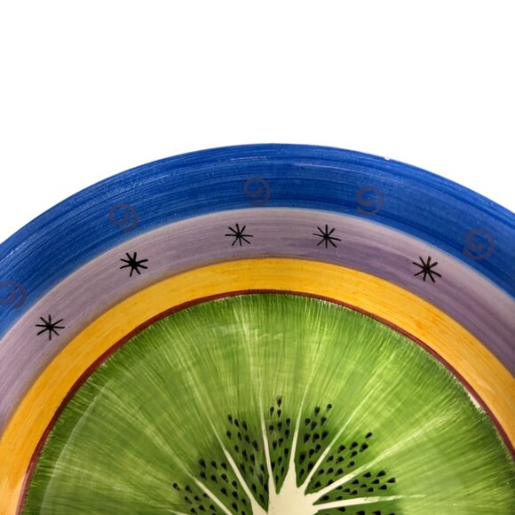 Handmade Ceramic Fruit Bowl With Kiwi Design By Milton & Louis - 8” Diameter - Picture 5 of 5